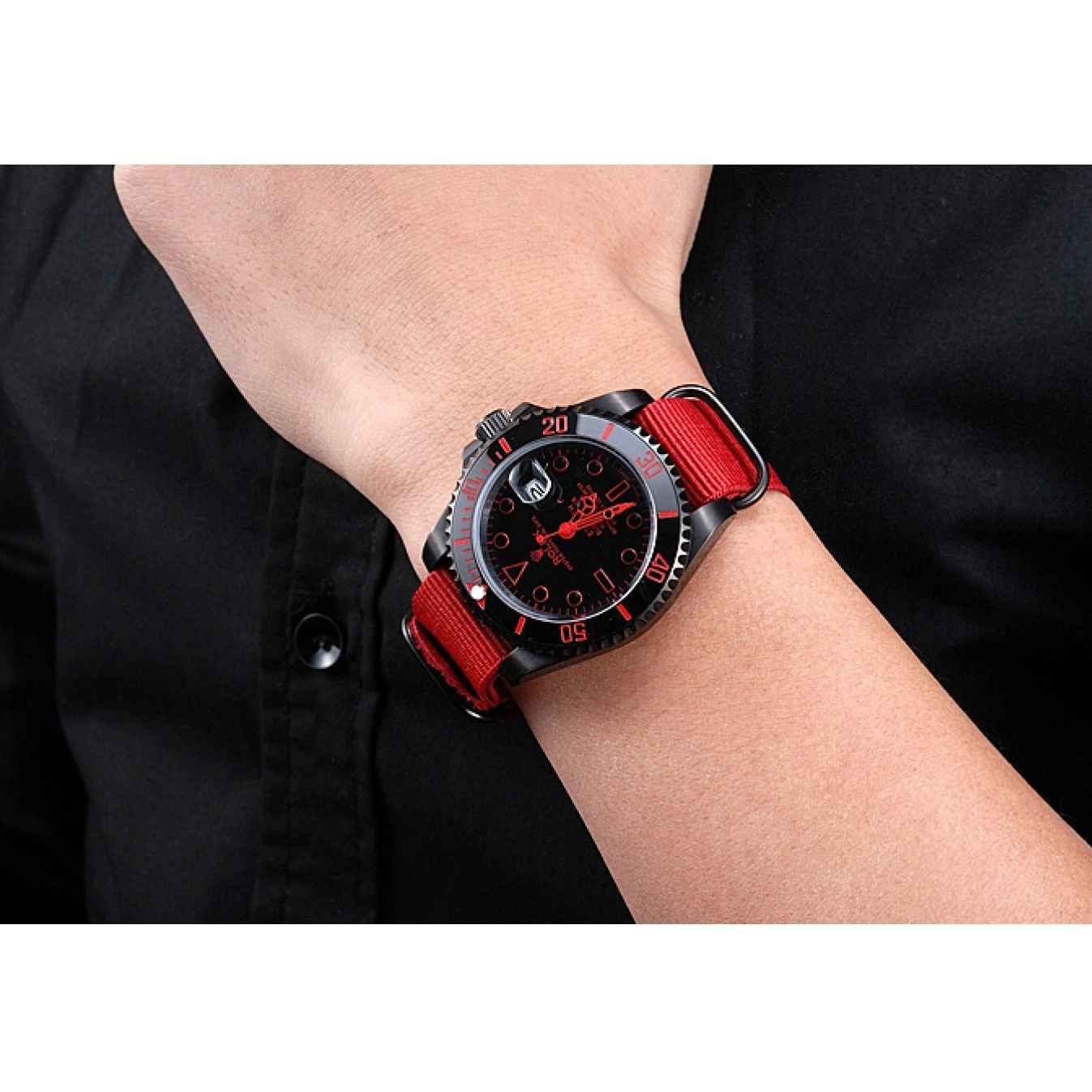 Rolex aaa copy Strap Rolex Submariner Stealth Nylon 622010 Red 0731